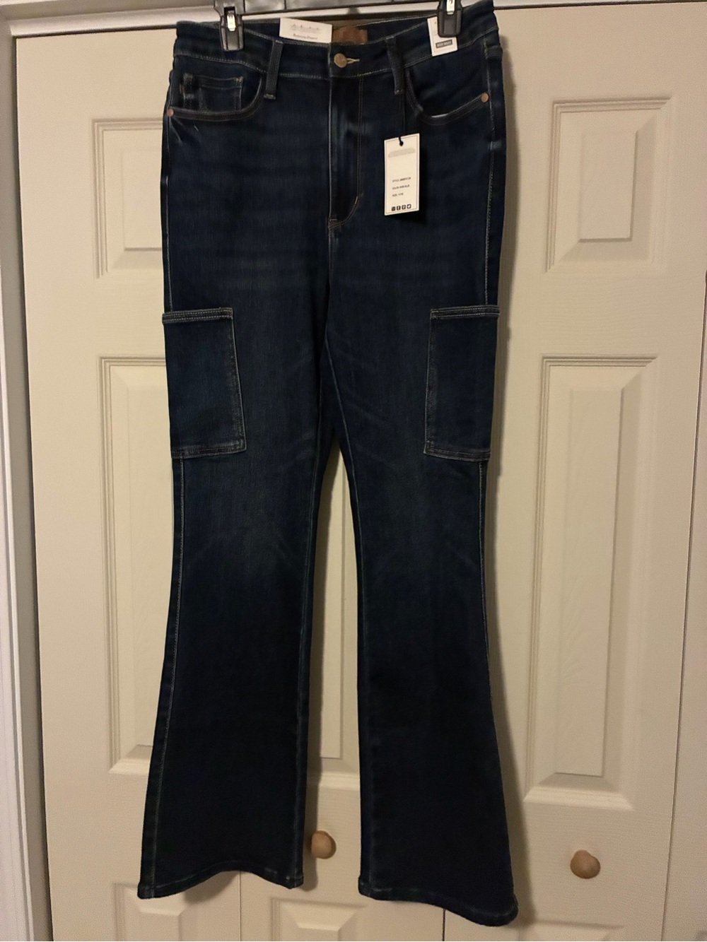 Judy Blue Dark Blue Cargo Flare Jeans